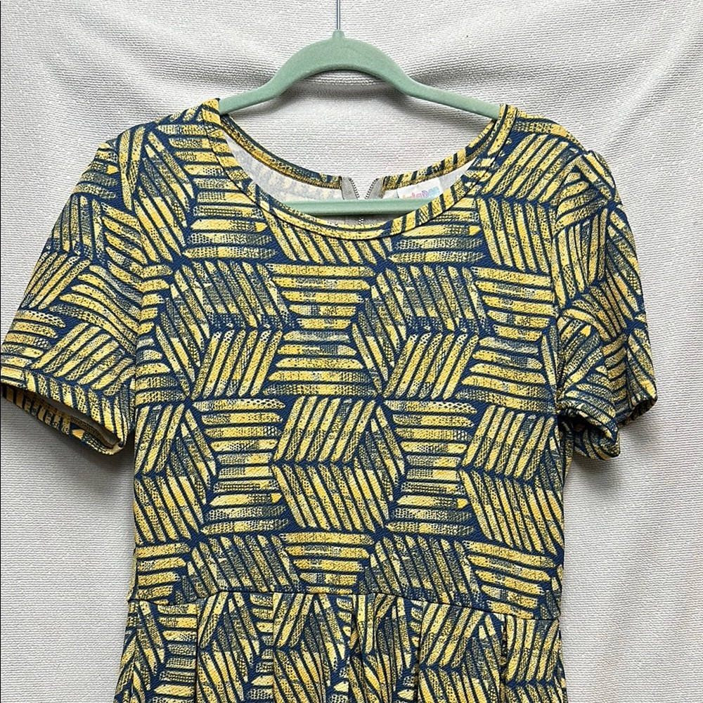 Yellow and Blue Graphic Lularoe Amelia Dress